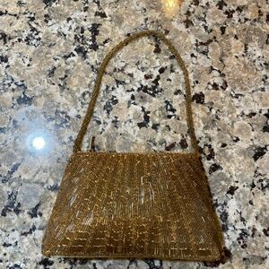 Vintage Bijoux Terner Elegant Gold Beaded Handbag